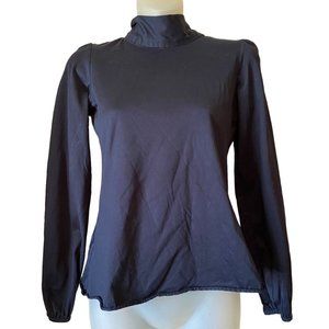 Carolina Herrera Women's Long Sleeve Mock Turtleneck Knit Top Black Size XS Ties